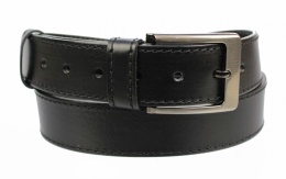 Pasek Męski Skórzany PAS-MAX (PL) SZYTY CIENKĄ CZARNĄ NITKĄ Skóra Licowa 40 mm CZARNY NADWYMIAR XXL