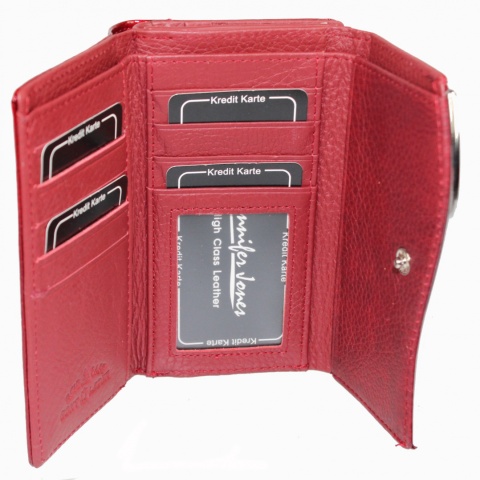 Portfel Damski Skórzany Cavaldi 14cm Klamra Skóra Naturalna Lakierowany RFID 55020 CZERWONY 14 x 8,5 x 3 [cm]