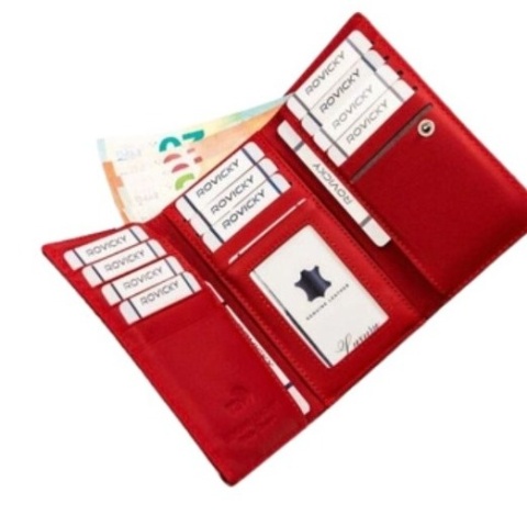 Portfel Damski Skórzany Cavaldi 14cm Klamra Skóra Naturalna Lakierowany RFID 55020 CZERWONY 14 x 8,5 x 3 [cm]