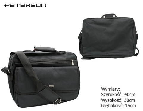 Torba Męska Materiałowa Peterson (PL) Pozioma Duża PTN-R-6528 CZARNY 40 x 30 x 16 [cm]