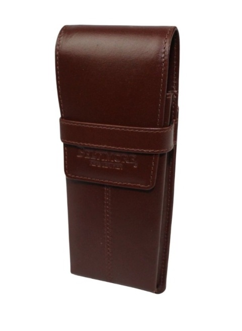 Eleganckie Etui Na Długopisy BELTIMORE Skóra Naturalna Licowa BRĄZOWE J03 17 x 7 x 2 [cm]