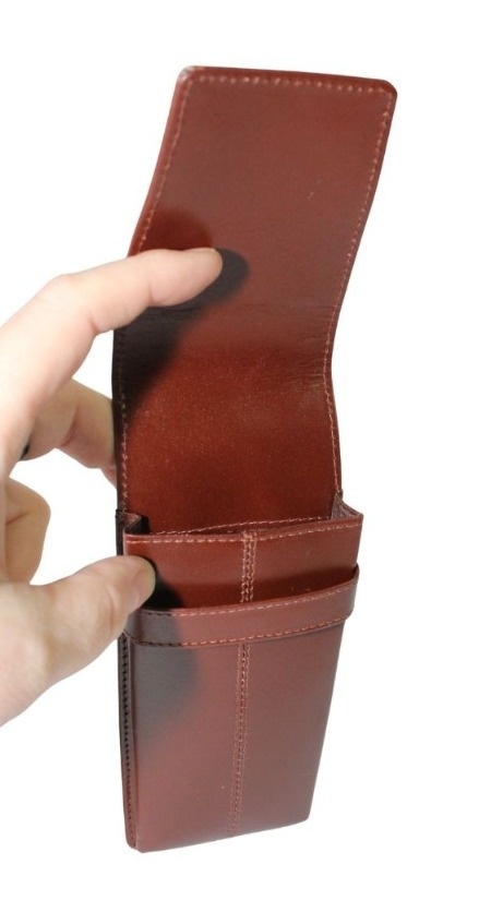 Eleganckie Etui Na Długopisy BELTIMORE Skóra Naturalna Licowa BRĄZOWE J03 17 x 7 x 2 [cm]