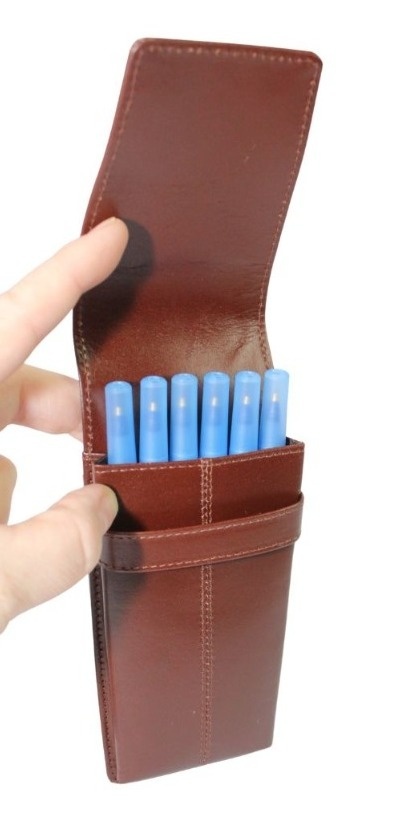 Eleganckie Etui Na Długopisy BELTIMORE Skóra Naturalna Licowa BRĄZOWE J03 17 x 7 x 2 [cm]