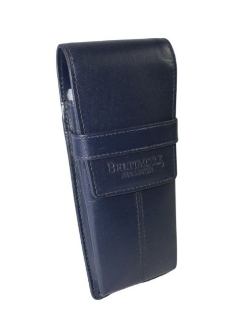 Eleganckie Etui Na Długopisy BELTIMORE Skóra Naturalna Licowa GRANATOWE J03 17 x 7 x 2 [cm]