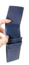 Eleganckie Etui Na Długopisy BELTIMORE Skóra Naturalna Licowa GRANATOWE J03 17 x 7 x 2 [cm]