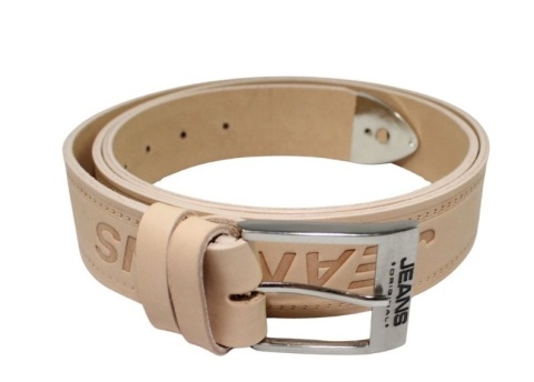 Pasek Męski Skórzany PAS-MAX (PL) Skóra Licowa EXTRA 40 mm JEANS CIELISTY Z METALOWĄ KOŃCÓWKĄ
