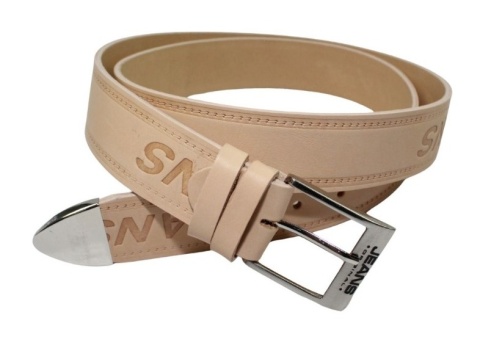Pasek Męski Skórzany PAS-MAX (PL) Skóra Licowa EXTRA 40 mm JEANS CIELISTY Z METALOWĄ KOŃCÓWKĄ