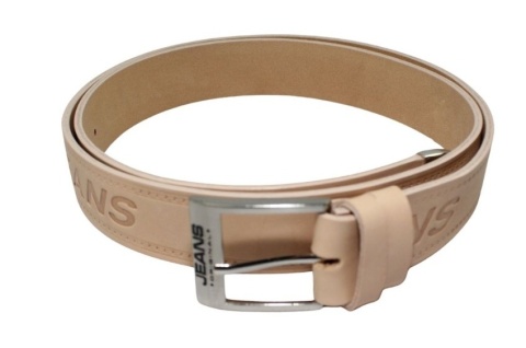 Pasek Męski Skórzany PAS-MAX (PL) Skóra Licowa EXTRA 40 mm JEANS CIELISTY Z METALOWĄ KOŃCÓWKĄ