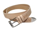 Pasek Męski Skórzany PAS-MAX (PL) Skóra Licowa EXTRA 40 mm JEANS CIELISTY Z METALOWĄ KOŃCÓWKĄ