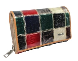 Portfel Damski Skórzany Lakierowany Julia Rosso Duży Z Suwakiem M96 RFID 16 x 10 x 4 [cm]