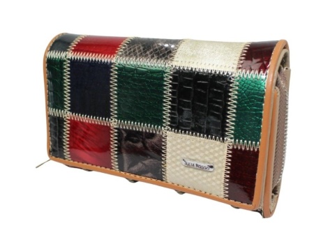Portfel Damski Skórzany Lakierowany Julia Rosso Duży Z Suwakiem M96 RFID 16 x 10 x 4 [cm]