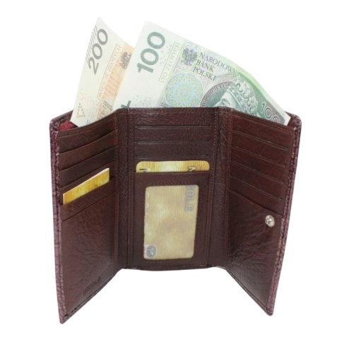 Portfel Damski Skórzany NICOLE Klamra Skóra Naturalna Lakierowana 55020 FIOLETOWY 14,5 x 9 x 2 [cm]