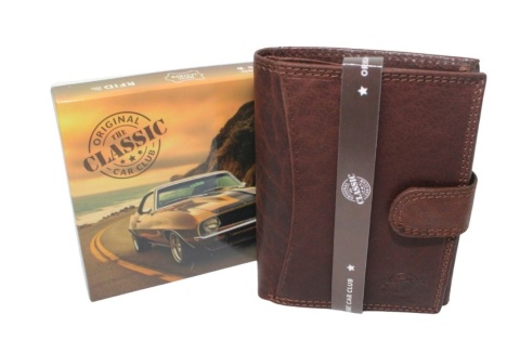 Portfel Męski Skórzany ORIGINAL CLASSIC CAR CLUB Skóra Licowa Duży Pionowy Z Zapięciem RIFD 507 X 12,5 x 10,5 x 2 [cm]