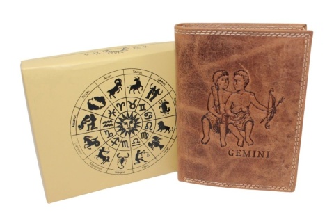 Portfel Męski Skórzany Polska Galanteria (PL) Skóra Licowa Pionowy Bez Zapięcia Znak Zodiaku Strzelec RIFD 12,5 x 9,5 x 2,5 [cm}