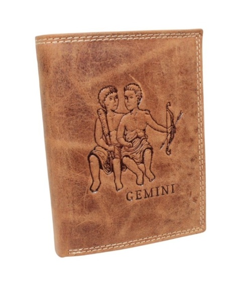 Portfel Męski Skórzany Polska Galanteria (PL) Skóra Licowa Pionowy Bez Zapięcia Znak Zodiaku Strzelec RIFD 12,5 x 9,5 x 2,5 [cm}