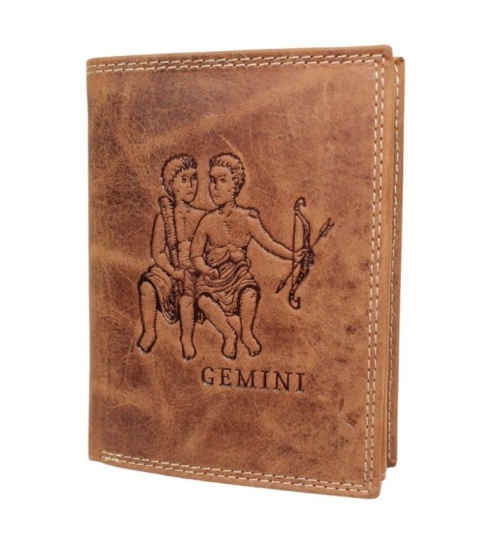 Portfel Męski Skórzany Polska Galanteria (PL) Skóra Licowa Pionowy Bez Zapięcia Znak Zodiaku Strzelec RIFD 12,5 x 9,5 x 2,5 [cm}