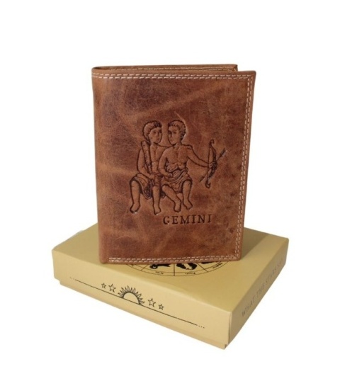 Portfel Męski Skórzany Polska Galanteria (PL) Skóra Licowa Pionowy Bez Zapięcia Znak Zodiaku Strzelec RIFD 12,5 x 9,5 x 2,5 [cm}