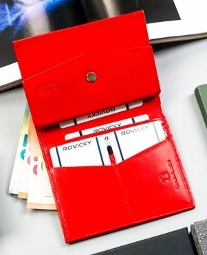 Etui Na Karty Dokumenty Cavaldi Duże Pionowe Skóra Naturalna z Miejscem Na Bilon I Gotówkę RFID N379 CZERWONY 12,5 x 10 x 2 [cm]