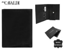 Etui Na Karty Dokumenty Cavaldi Duże Pionowe Skóra Naturalna z Miejscem Na Bilon I Gotówkę RFID N379 CZARNY 12,5 x 10 x 2 [cm]
