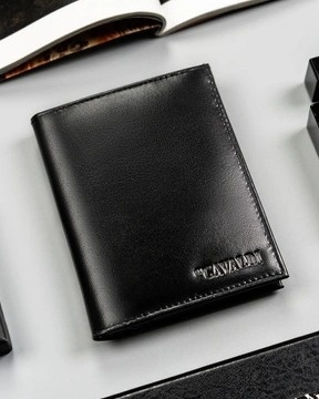 Etui Na Karty Dokumenty Cavaldi Duże Pionowe Skóra Naturalna z Miejscem Na Bilon I Gotówkę RFID N379 CZARNY 12,5 x 10 x 2 [cm]