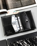 Etui Na Karty Dokumenty Cavaldi Duże Pionowe Skóra Naturalna z Miejscem Na Bilon I Gotówkę RFID N379 CZARNY 12,5 x 10 x 2 [cm]
