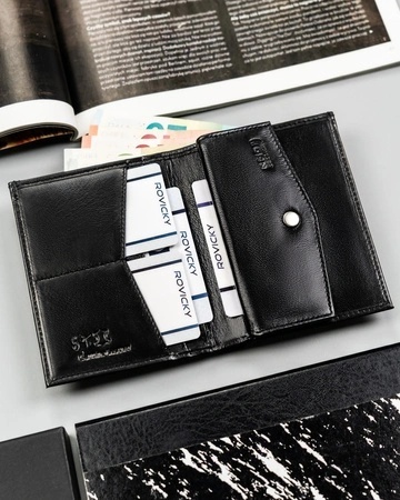 Etui Na Karty Dokumenty Cavaldi Duże Pionowe Skóra Naturalna z Miejscem Na Bilon I Gotówkę RFID N379 CZARNY 12,5 x 10 x 2 [cm]