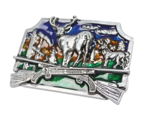 Klamra Bezniklowa Do Paska Sprzączka Pełna Blaszka Z Bolczykiem 40 mm Metalowa Solidna KBOL40/112 "SREBRNY JELEŃ "