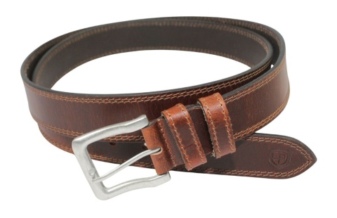 Pasek Skórzany Męski Peterson (PL) PTN LTEO-05 40 mm Skóra Naturalna Licowa CIEMNY BRĄZOWY SZYTY