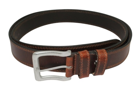 Pasek Skórzany Męski Peterson (PL) PTN LTEO-05 40 mm Skóra Naturalna Licowa CIEMNY BRĄZOWY SZYTY