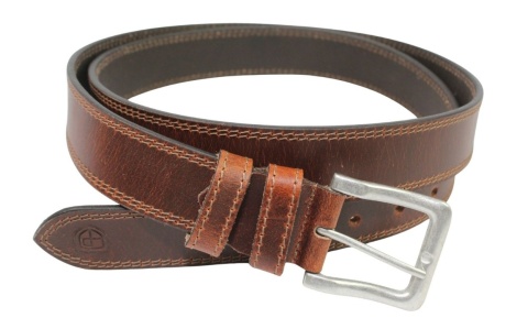 Pasek Skórzany Męski Peterson (PL) PTN LTEO-05 40 mm Skóra Naturalna Licowa CIEMNY BRĄZOWY SZYTY