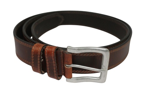 Pasek Skórzany Męski Peterson (PL) PTN LTEO-05 40 mm Skóra Naturalna Licowa CIEMNY BRĄZOWY SZYTY