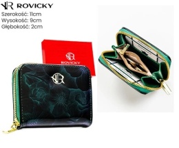 Portfel Rovicky Bułeczka Skóra Włoska Z Suwakiem R-PRK-02-S5/2733 ZIELONY LAKIEROWANY 11 x 8,5 x 2,5 [cm]