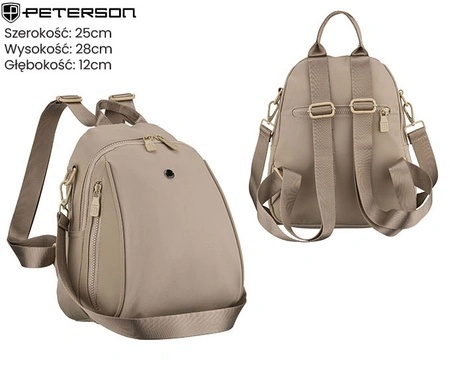 Sportowy Praktyczny I Wygodny Plecak Peterson CPY-08 Z Poliestru ECRU 28 x 25 x 12 [cm]