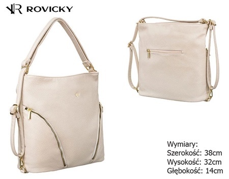 Torebka Z Funkcją Plecaka 2w1 Ze Skóry Włoskiej Ekologicznej Rovicky (PL) R-KP-18-A19 BIAŁA 38 x 32 x 14 [cm]