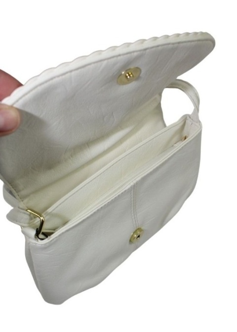 Torebka Ze Skóry Naturalnej Cielęcej Bag Street 3257-2 Listonoszka BIAŁA 24 x 17 x 7 [cm]