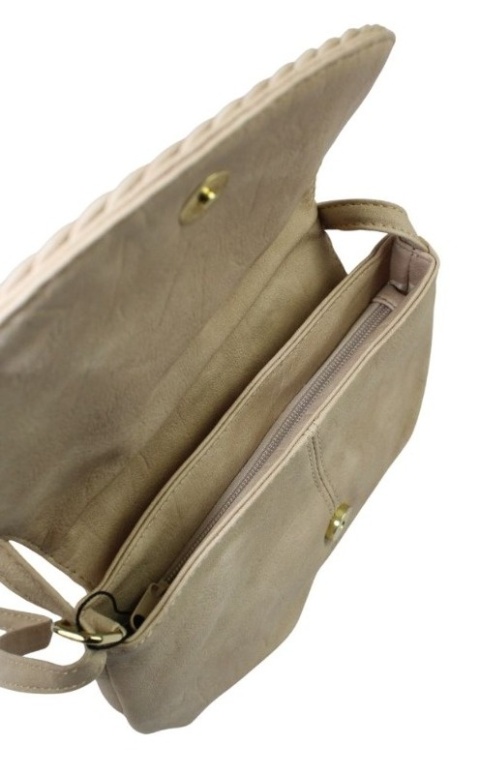 Torebka Ze Skóry Naturalnej Cielęcej Bag Street 3257-2 Listonoszka KREMOWA 24 x 17 x 7 [cm]