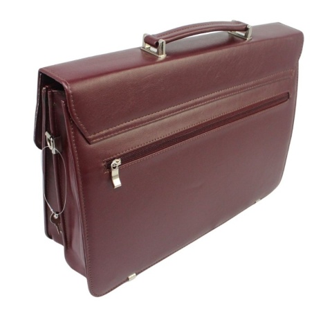 Elegancka I Stylowa Aktówka Na Dokumenty Do Pracy PolskaGalanteria(PL) Skóra Ekologiczna BORDOWA 41 x 30 x 14 [cm]