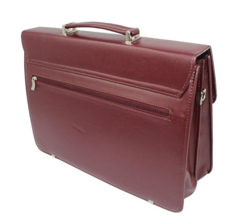 Elegancka I Stylowa Aktówka Na Dokumenty Do Pracy PolskaGalanteria(PL) Skóra Ekologiczna BORDOWA 41 x 30 x 14 [cm]