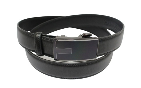 Pasek Skórzany MASSILIANO SERGIO 35 mm AUTOMAT MECHANIZM ZĄBKOWY CZARNA KLAMRA Skóra Naturalna EXTRA CZARNY