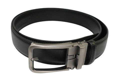 Pasek Skórzany MASSILIANO SERGIO 35 mm AUTOMAT MECHANIZM ZĄBKOWY KLAMRA IMITACJA TRADYCJI Skóra Naturalna EXTRA CZARNY