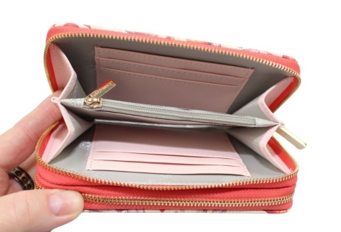 Portfel Damski Skóra Włoska PETERSON Z Podwójnym Suwakiem Piórnik PTN 007-F8 RFID WZÓR KWIECISTY 16 x 10 x 4 [cm]