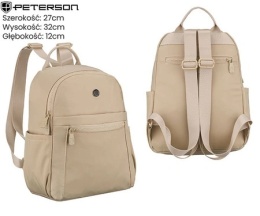 Sportowy Praktyczny I Wygodny Plecak Peterson CPY-09 Z Poliestru ECRU 32 x 27 x 12 [cm]