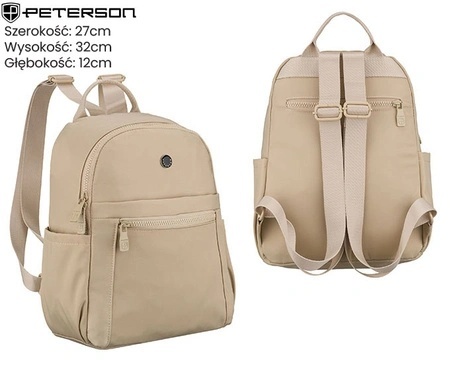 Sportowy Praktyczny I Wygodny Plecak Peterson CPY-09 Z Poliestru ECRU 32 x 27 x 12 [cm]