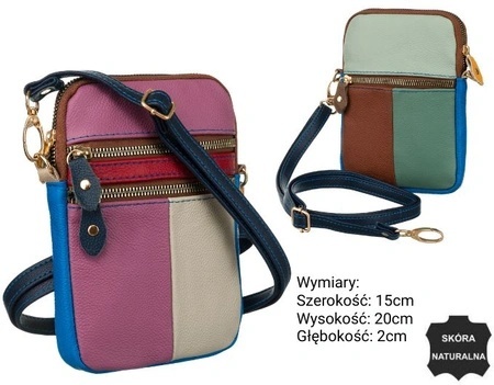 Torebeczka Skórzana Mała Listonoszka Polska Galanteria (PL) CN424 ,,MIX KOLOR,, 20 x 15 x 2 [cm]