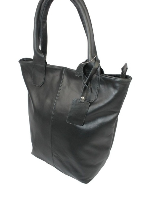 Torebka Skórzana MAGRE (PL) KLEOPATRA Shopper Bag Skóra Naturalna CZARNA Gładka