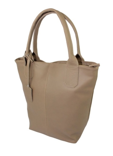 Torebka Skórzana MAGRE (PL) KLEOPATRA Shopper Bag Skóra Naturalna MLECZNA CZEKOLADA Gładka 