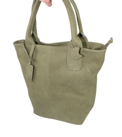 Torebka Skórzana MAGRE (PL) KLEOPATRA Shopper Bag Skóra Naturalna Surowa Skóra OLIWKOWY