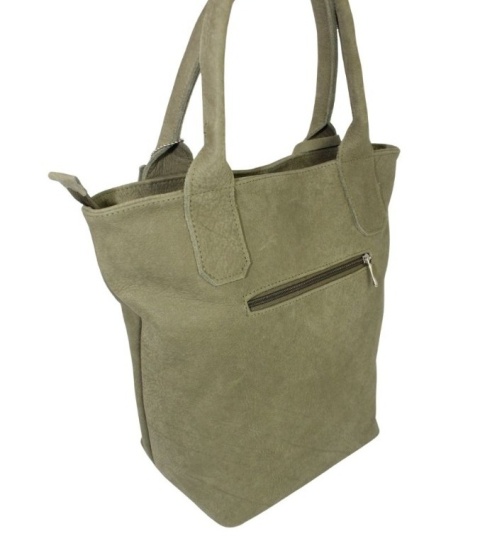 Torebka Skórzana MAGRE (PL) KLEOPATRA Shopper Bag Skóra Naturalna Surowa Skóra OLIWKOWY