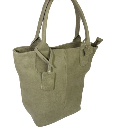 Torebka Skórzana MAGRE (PL) KLEOPATRA Shopper Bag Skóra Naturalna Surowa Skóra OLIWKOWY