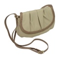 Torebka Ze Skóry Naturalnej Cielęcej Bag Street 3257-2 Listonoszka KREMOWA Z BEŻOWĄ LAMÓWKĄ 24 x 17 x 7 [cm]